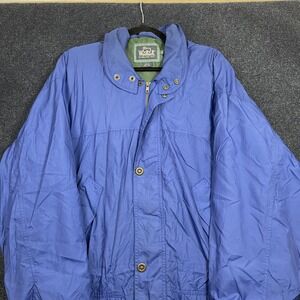 Vintage Woolrich Coat Mens XL Blue Nylon Parka Full Zip Lined Hong Kong Outdoor